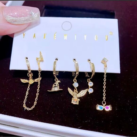 Warner Bros. Jewelry - 14K Gold Plated Harry Potter Mismatched Set Hoop Dangle Earrings